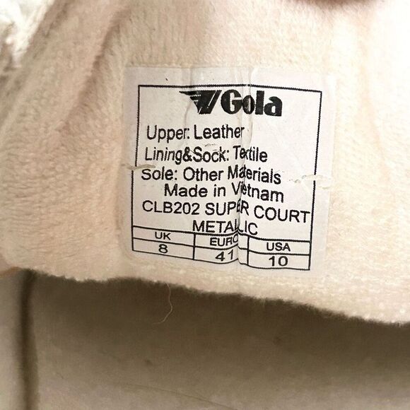 Gola Classics Women's Super Court Suede Metallic Off White Gold Sneakers Size 10 - Picture 7 of 7